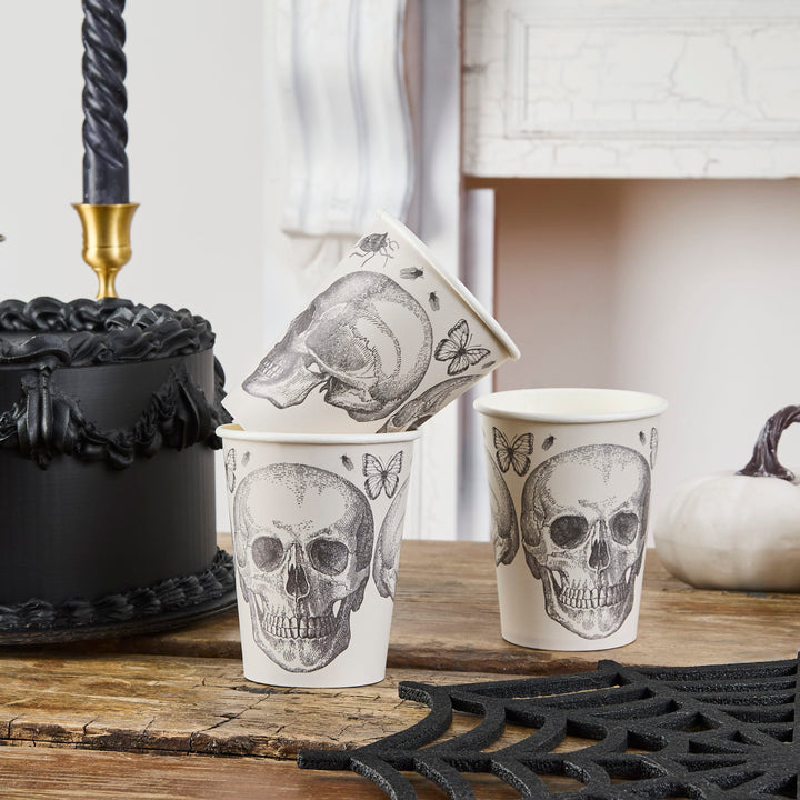 Halloween Skull Paper Cups x 8 | Halloween Party Supplies UK Disposable Cups Halloween Skull Paper Cups x 8