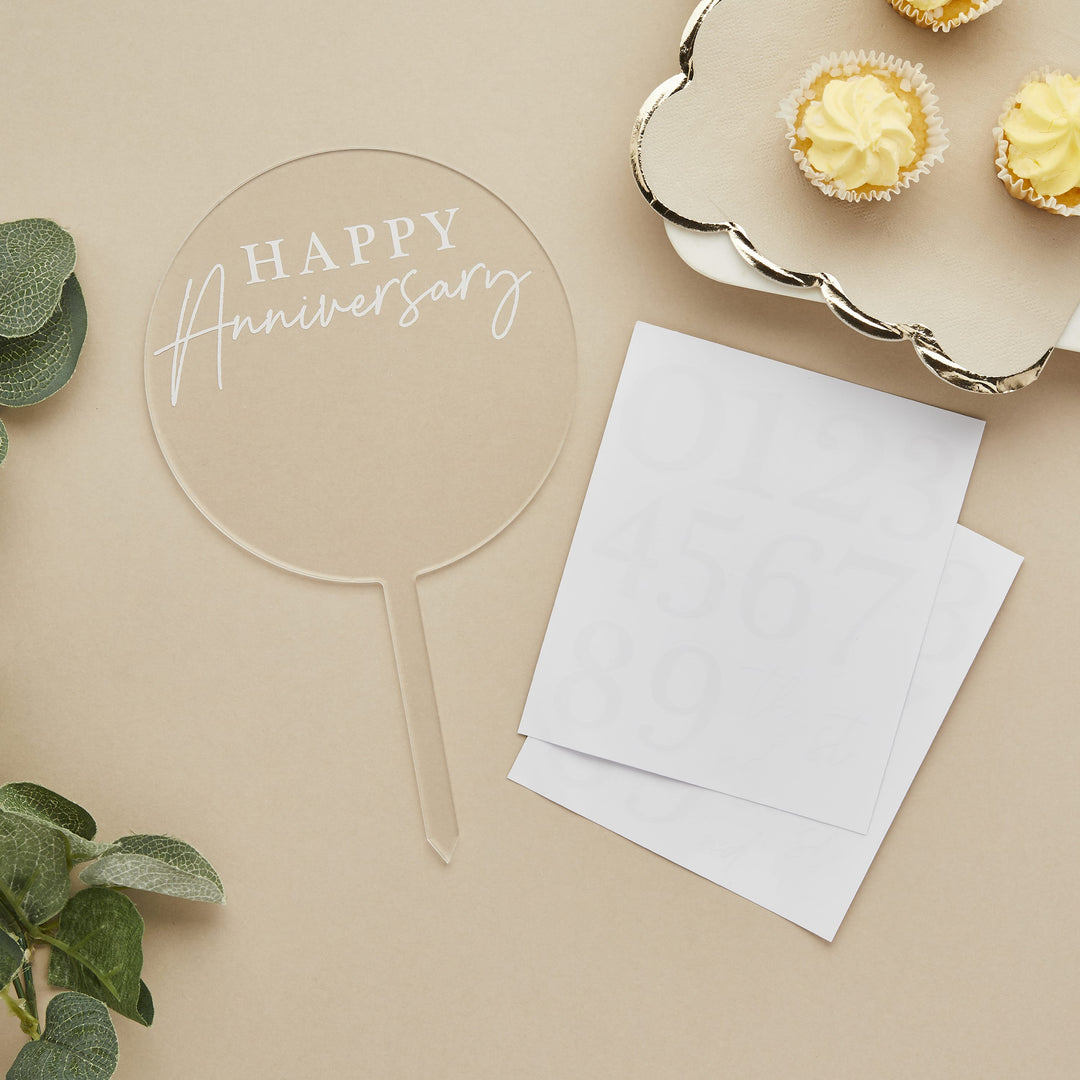 Happy Anniversary Custom Cake Topper | Anniversary Party Supplies UK Cake Topper Happy Anniversary Custom Cake Topper