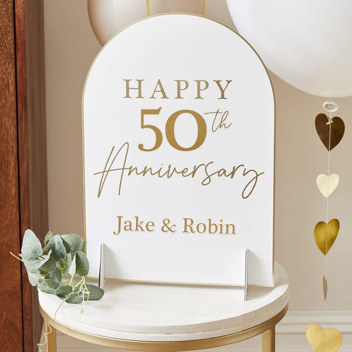 Happy Anniversary Custom Table Sign | Anniversary Party Supplies UK Party Decorations Happy Anniversary Custom Table Sign