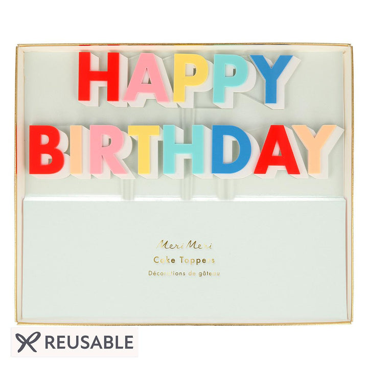 Happy Birthday Acrylic Cake Toppers | Meri Meri Birthday Party Cake Topper Happy Birthday Acrylic Cake Toppers