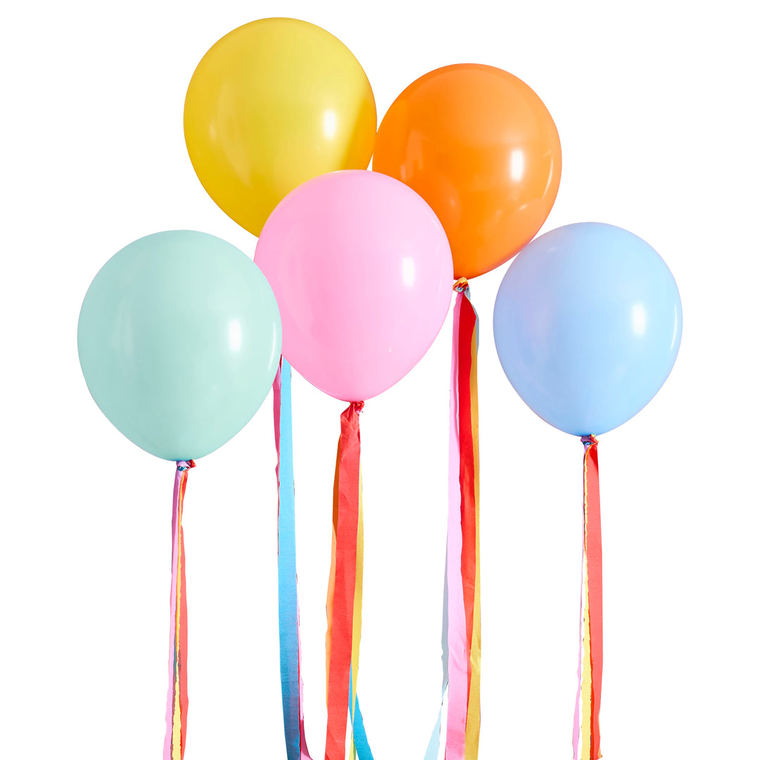 Happy Birthday Balloons with Tassels - Colourful Party Balloons Balloons Colourful Balloons with Tassels x 5