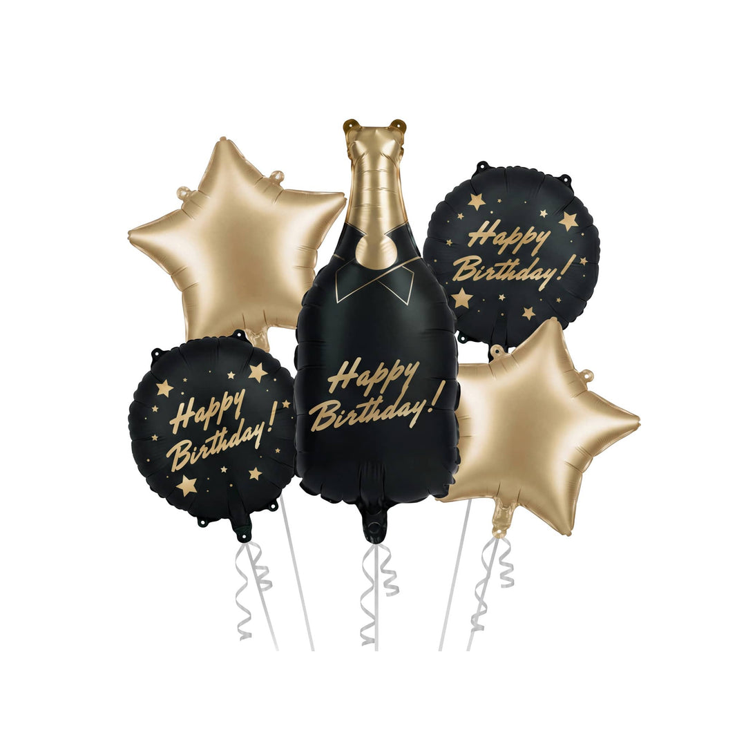 Happy Birthday Bottle Foil Balloon Bouquet Set x 5 Foil Balloon Happy Birthday Bottle Foil Balloon Bouquet Set x 5