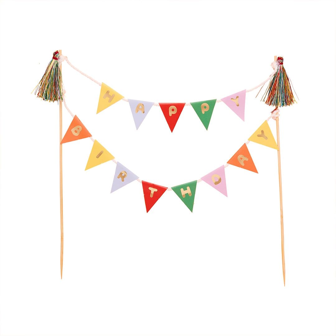 Happy Birthday Bunting Cake Topper - Rainbow Cake Decorations cake topper Colourful Happy Birthday Bunting Cake Topper