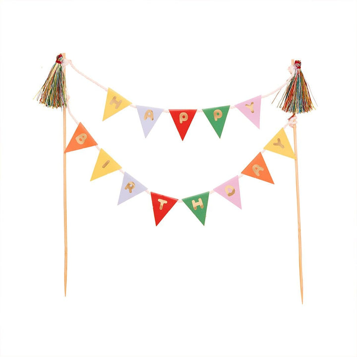 Happy Birthday Bunting Cake Topper - Rainbow Cake Decorations cake topper Colourful Happy Birthday Bunting Cake Topper