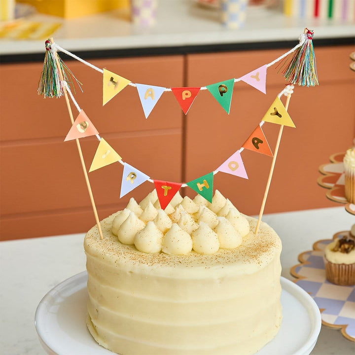 Happy Birthday Bunting Cake Topper - Rainbow Cake Decorations cake topper Colourful Happy Birthday Bunting Cake Topper