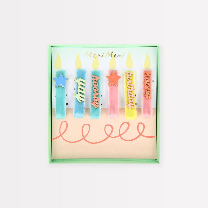 Happy Birthday Enamel Hair Clips x 6 | Meri Meri Birthday Party Party Accessories Happy Birthday Enamel Hair Clips x 6