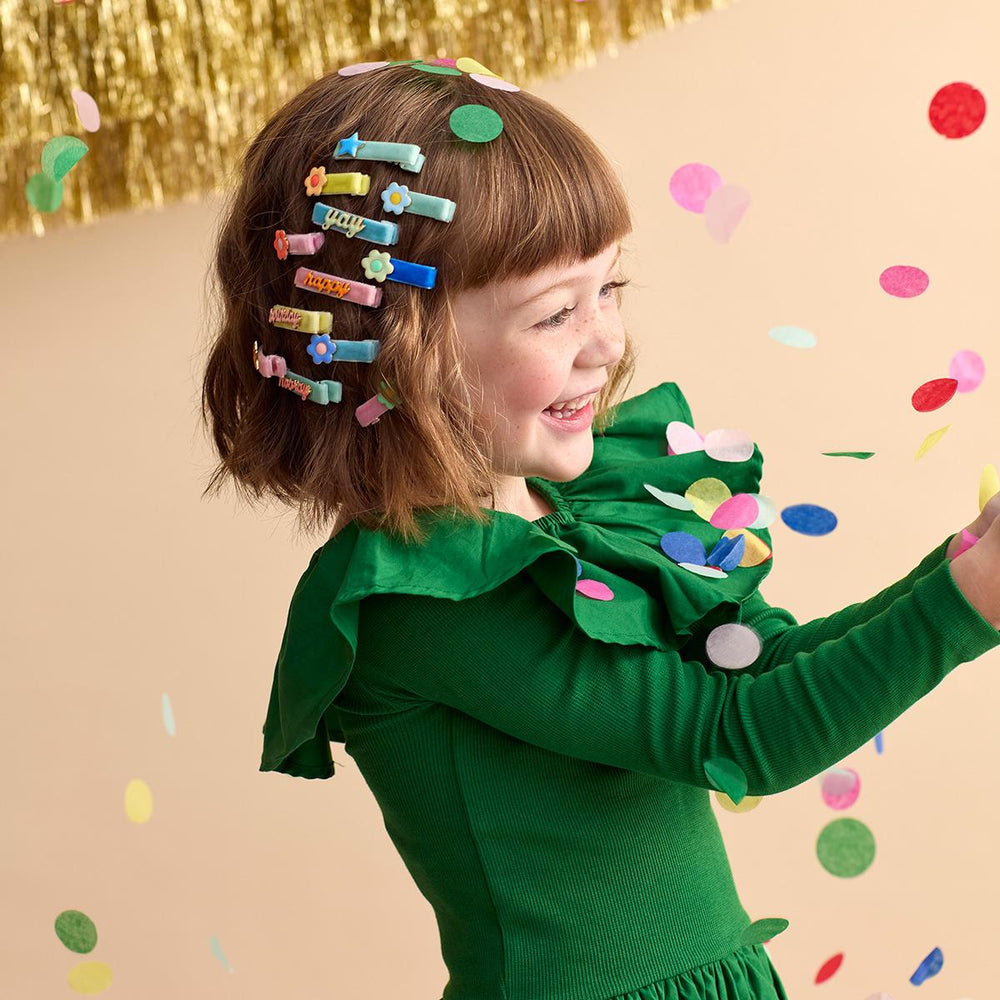 Happy Birthday Enamel Hair Clips x 6 | Meri Meri Birthday Party Party Accessories Happy Birthday Enamel Hair Clips x 6