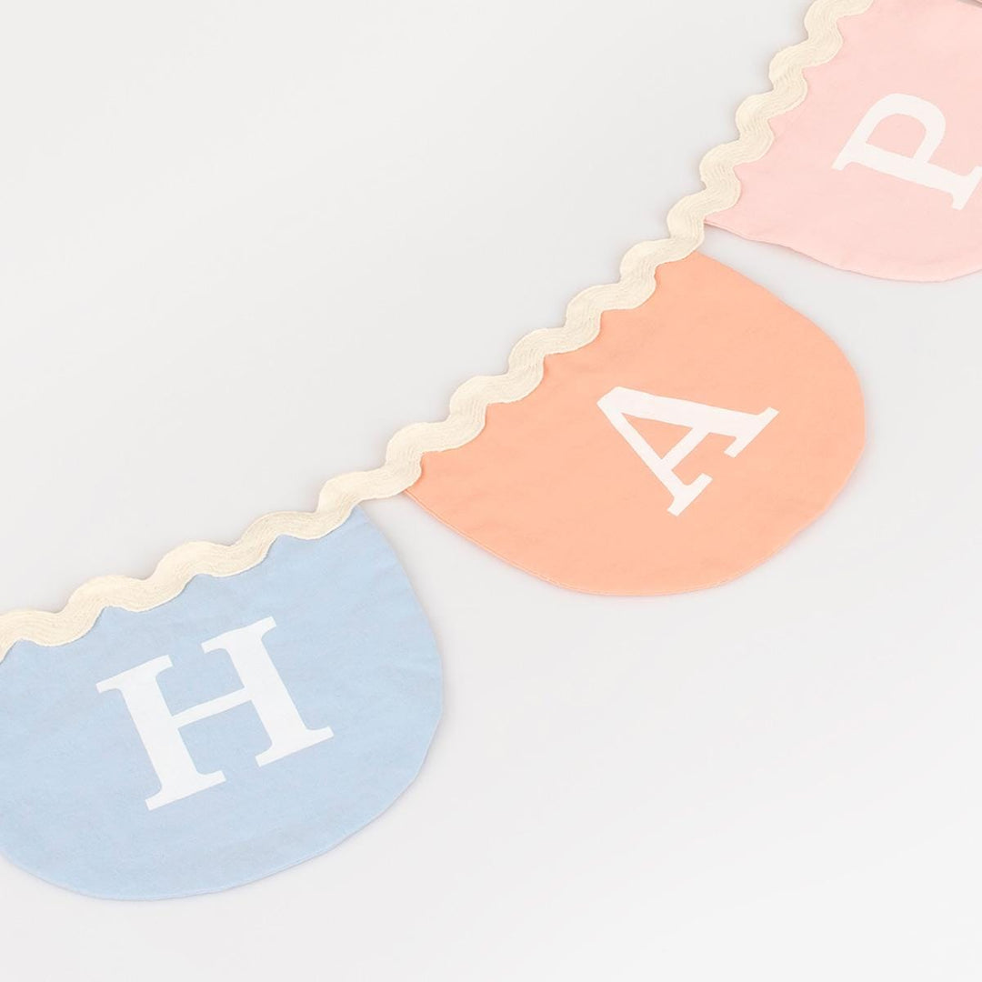 Happy Birthday Fabric Party Garland | Meri Meri Bunting Happy Birthday Fabric Party Garland