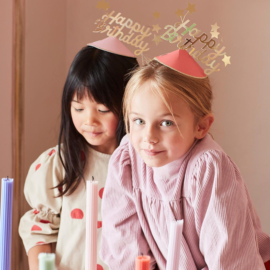 Happy Birthday &amp; Foil Star Party Hats x 6 | Meri Meri Party Hats Happy Birthday &amp; Foil Star Party Hats x 6