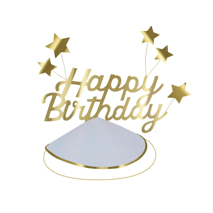 Happy Birthday &amp; Foil Star Party Hats x 6 | Meri Meri Party Hats Happy Birthday &amp; Foil Star Party Hats x 6