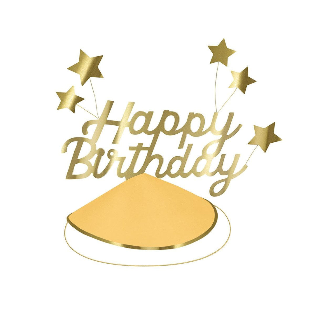 Happy Birthday &amp; Foil Star Party Hats x 6 | Meri Meri Party Hats Happy Birthday &amp; Foil Star Party Hats x 6