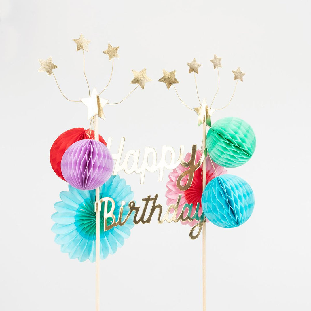 Happy Birthday Honeycomb Cake Topper | Meri Meri Birthday Party Cake Topper Happy Birthday Honeycomb Cake Topper