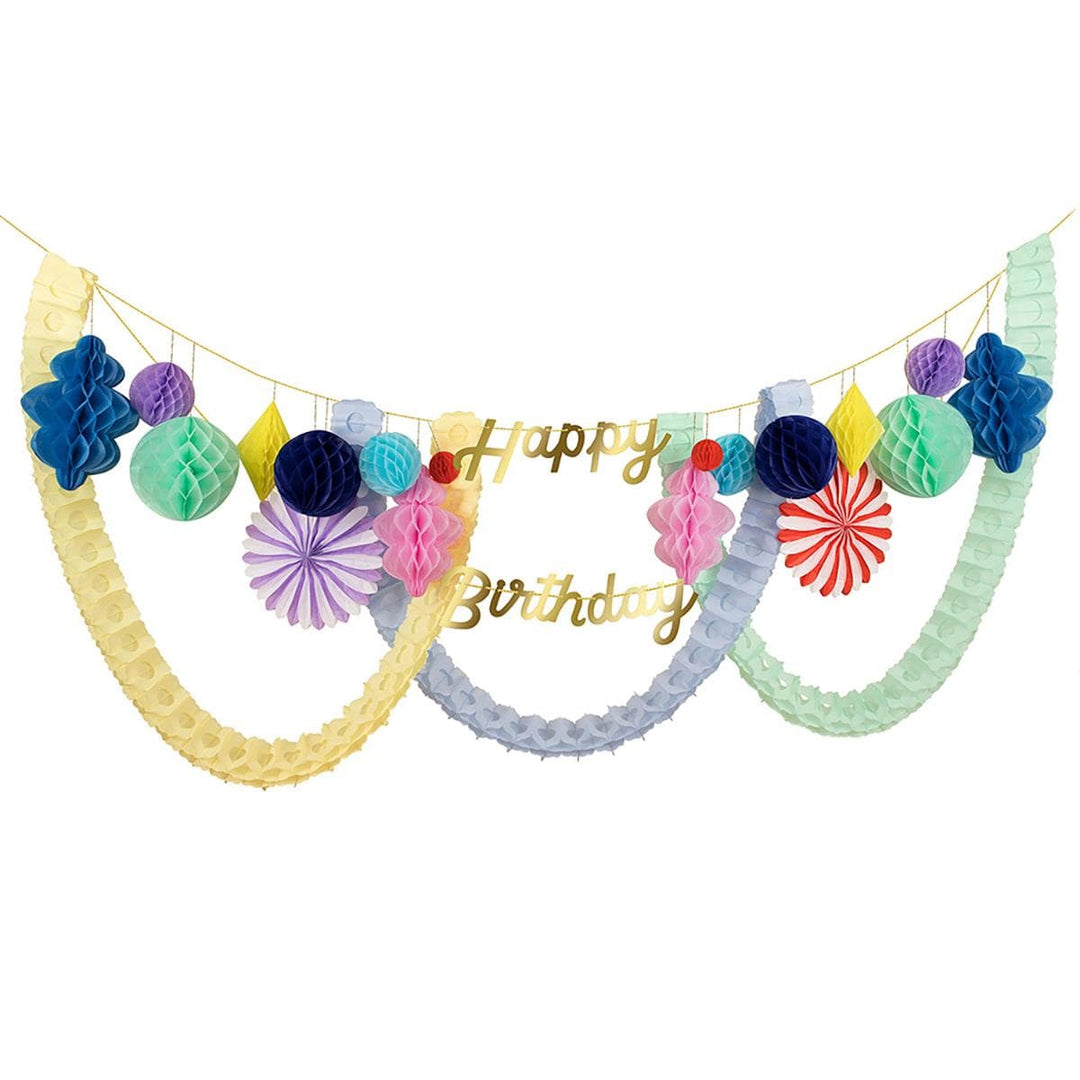 Happy Birthday Honeycomb Party Garland | Meri Meri Bunting Happy Birthday Honeycomb Party Garland