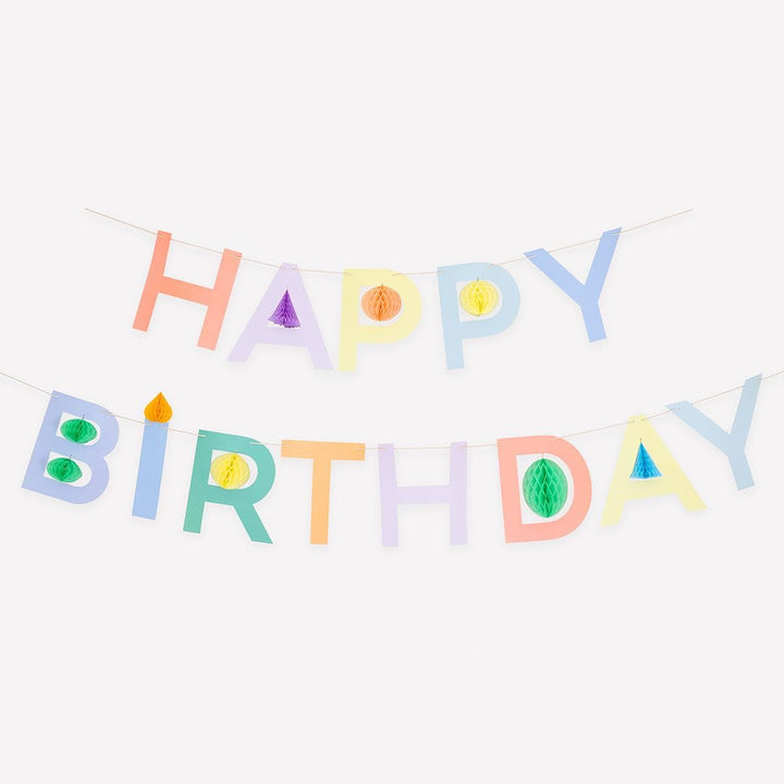 Happy Birthday Honeycomb Party Garland Set | Meri Meri Birthday Party Bunting Happy Birthday Honeycomb Party Garland Set