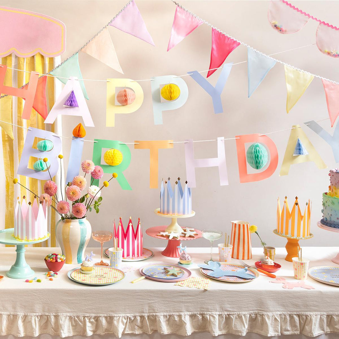 Happy Birthday Honeycomb Party Garland Set | Meri Meri Birthday Party Bunting Happy Birthday Honeycomb Party Garland Set