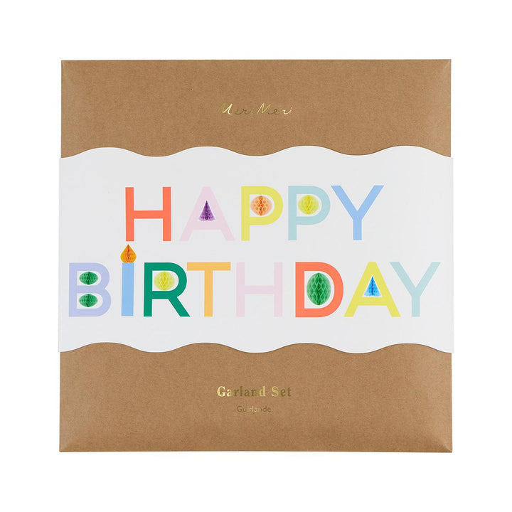 Happy Birthday Honeycomb Party Garland Set | Meri Meri Birthday Party Bunting Happy Birthday Honeycomb Party Garland Set