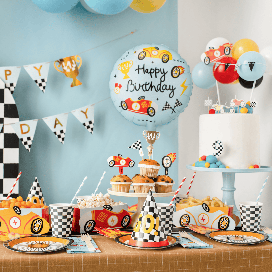 Happy Birthday Racing Cars Foil Balloon - Racing Party Decorations Foil Balloon Happy Birthday Racing Cars Foil Balloon