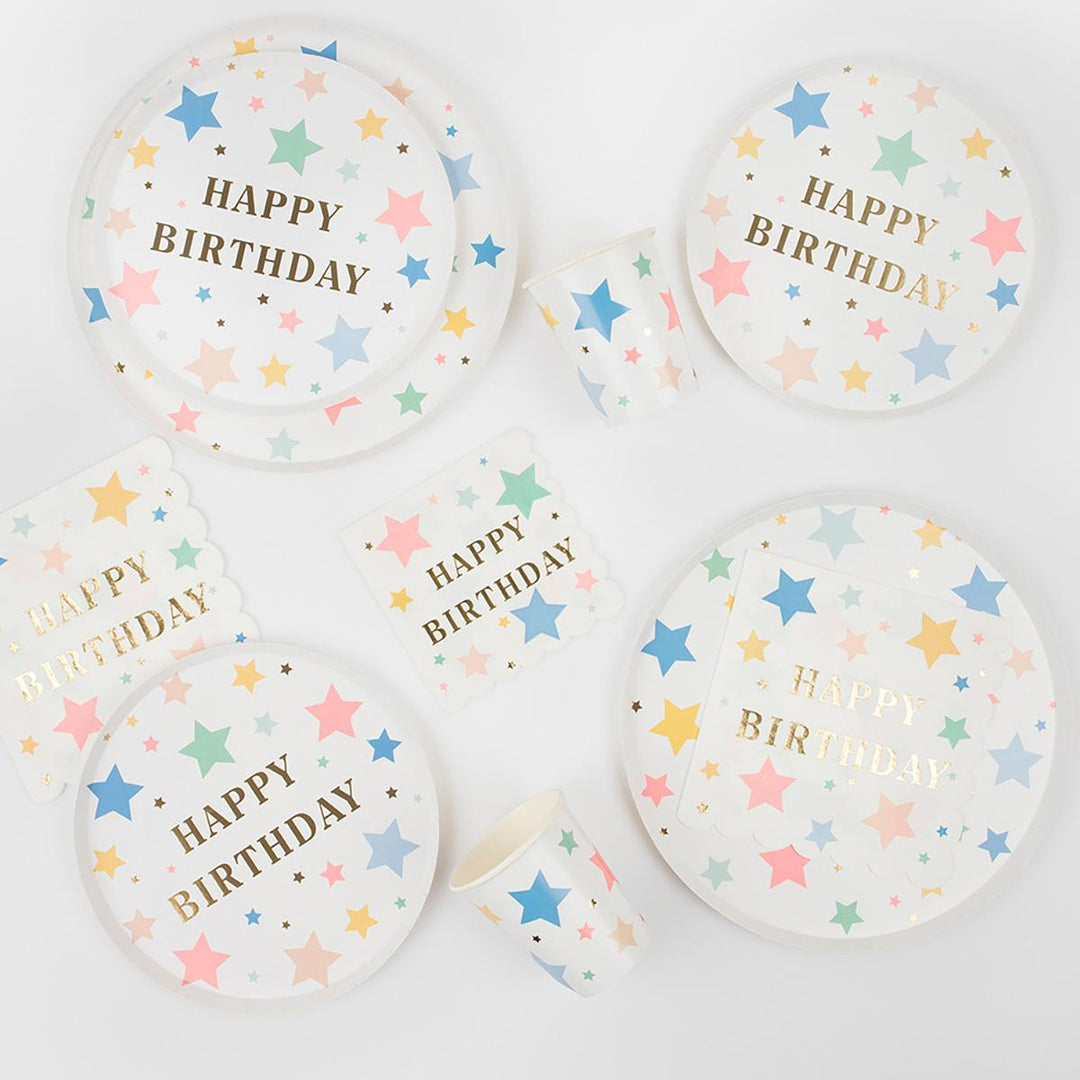 Happy Birthday Stars Dinner Party Plates x 8 | Meri Meri Birthday Party party plates Happy Birthday Stars Dinner Party Plates x 8