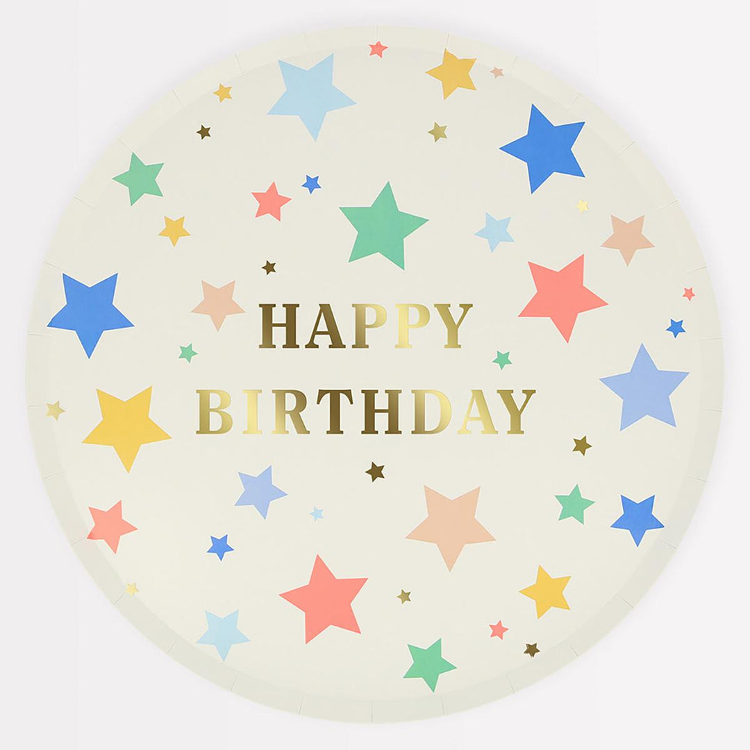 Happy Birthday Stars Dinner Party Plates x 8 | Meri Meri Birthday Party party plates Happy Birthday Stars Dinner Party Plates x 8