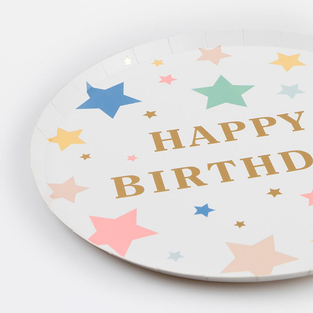 Happy Birthday Stars Side Party Plates x 8 | Meri Meri party plates Happy Birthday Stars Side Party Plates x 8