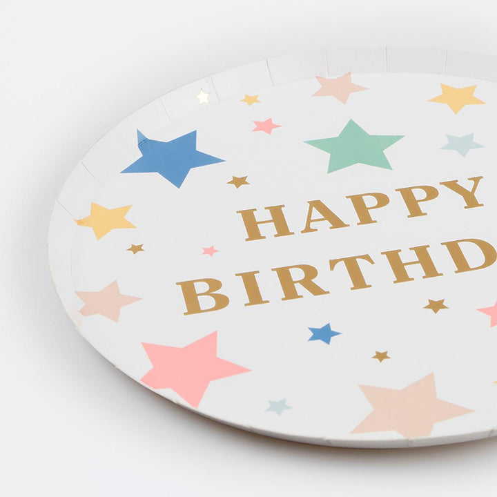 Happy Birthday Stars Side Party Plates x 8 | Meri Meri party plates Happy Birthday Stars Side Party Plates x 8