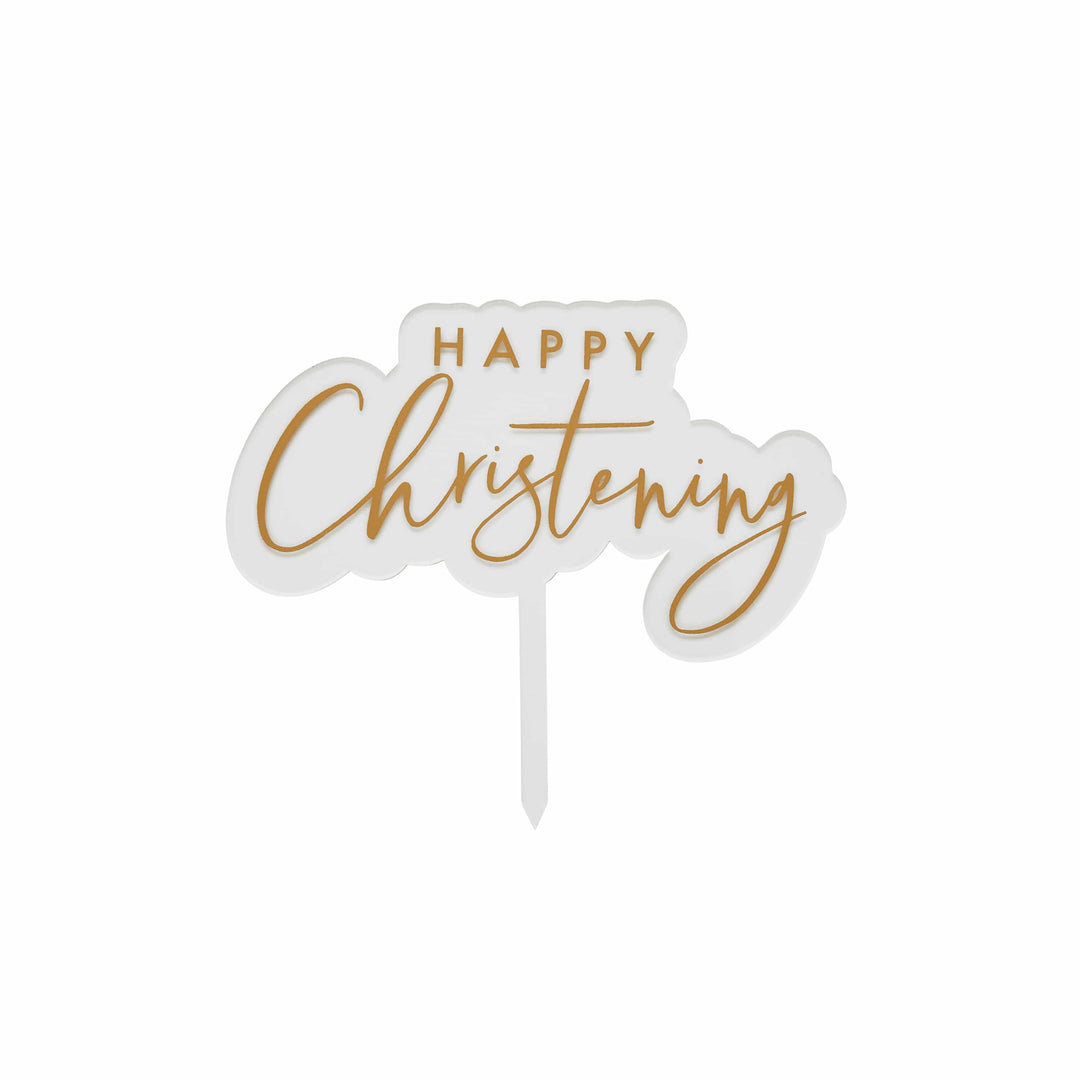 Happy Christening Acrylic Cake Topper | Christening Party Supplies UK Cake Topper Happy Christening Acrylic Cake Topper