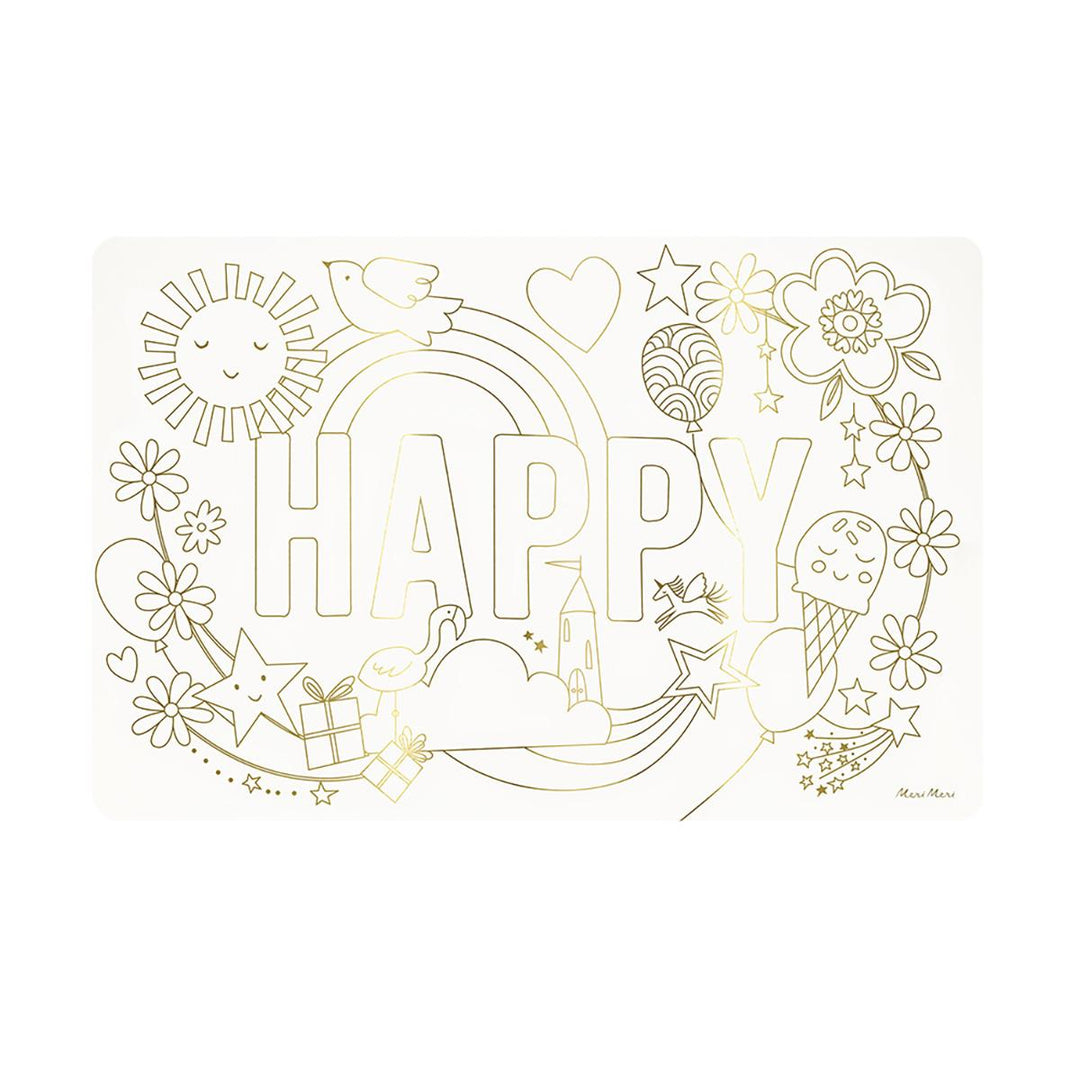 Happy Icons Colouring Party Placemats x 8 | Meri Meri Placemats Happy Icons Colouring Party Placemats x 8