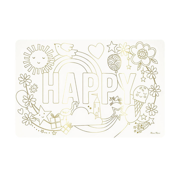 Happy Icons Colouring Party Placemats x 8 | Meri Meri Placemats Happy Icons Colouring Party Placemats x 8