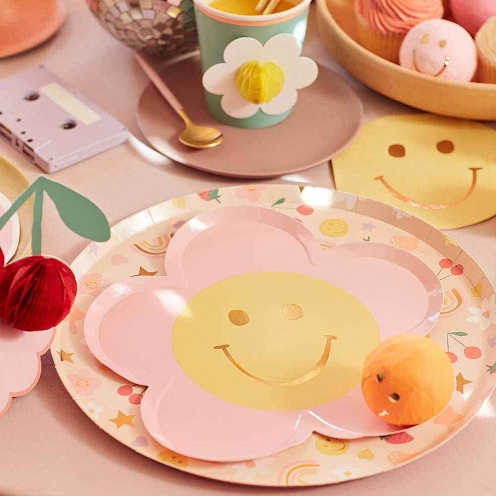 Happy Icons Flower Party Plates x 8 | Meri Meri party plates Happy Icons Flower Party Plates x 8