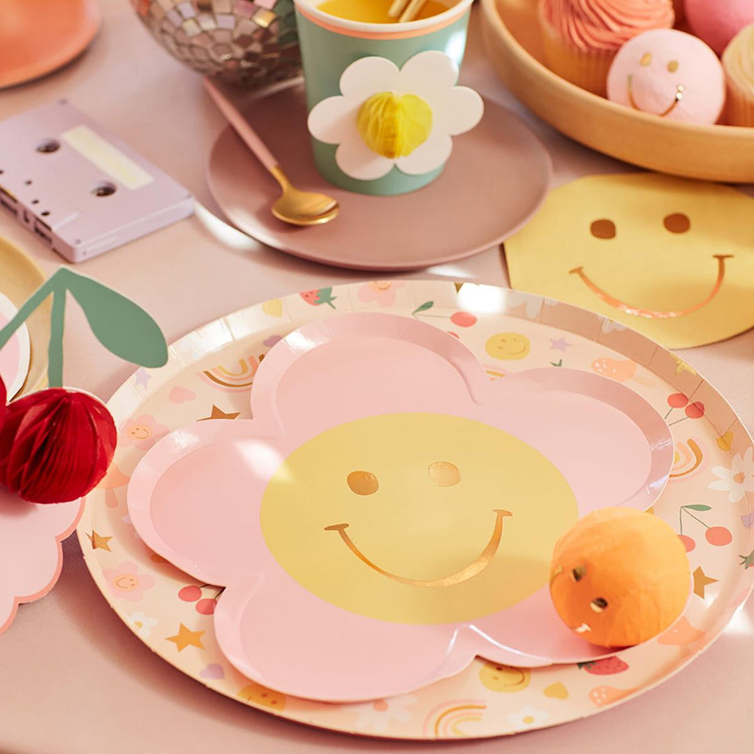 Happy Icons Flower Party Plates x 8 | Meri Meri party plates Happy Icons Flower Party Plates x 8