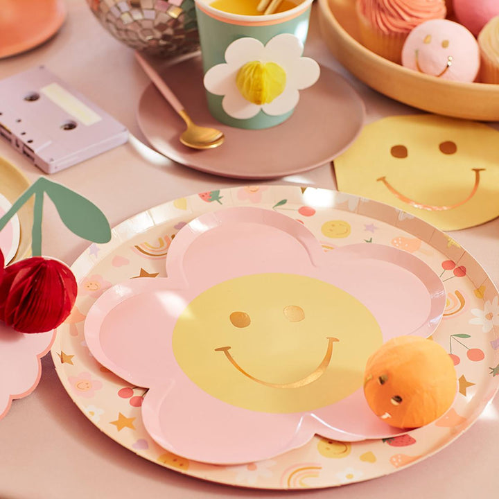 Happy Icons Flower Party Plates x 8 | Meri Meri party plates Happy Icons Flower Party Plates x 8