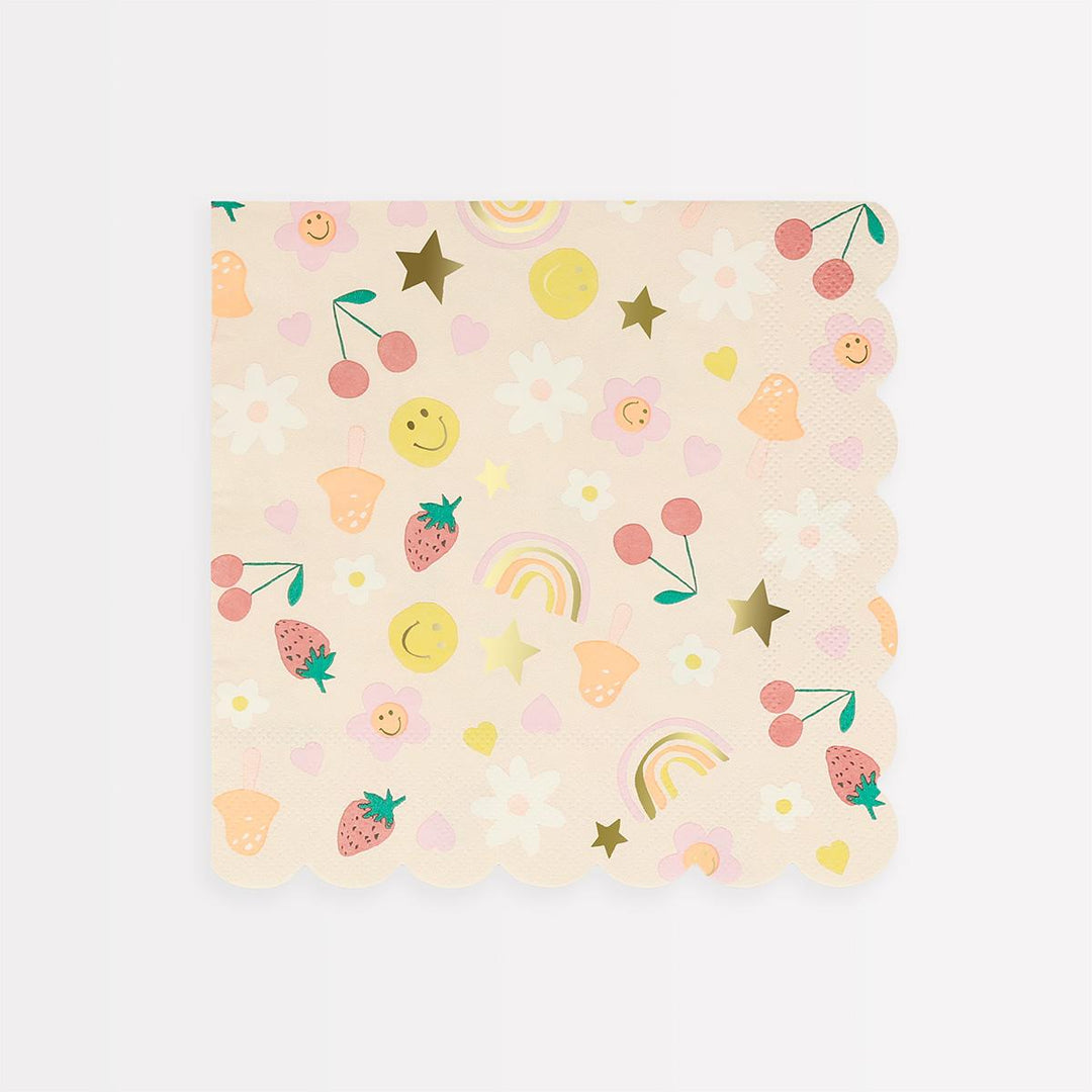 Happy Icons Large Party Napkins x 16 | Meri Meri party napkins Happy Icons Large Party Napkins x 16