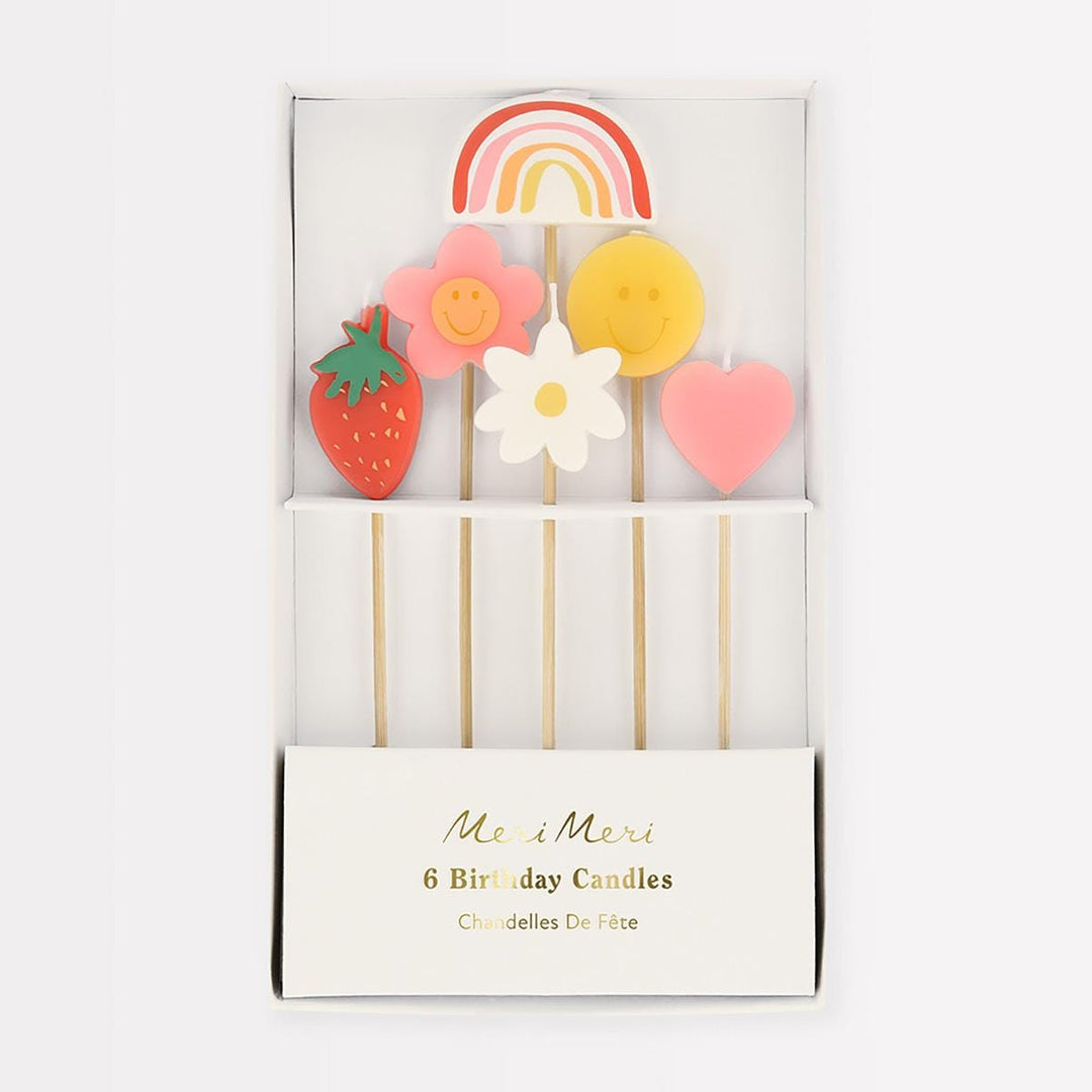 Happy Icons Party Candles x 6 | Meri Meri Birthday Candles Happy Icons Party Candles x 6