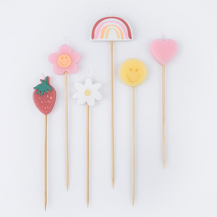 Happy Icons Party Candles x 6 | Meri Meri Birthday Candles Happy Icons Party Candles x 6