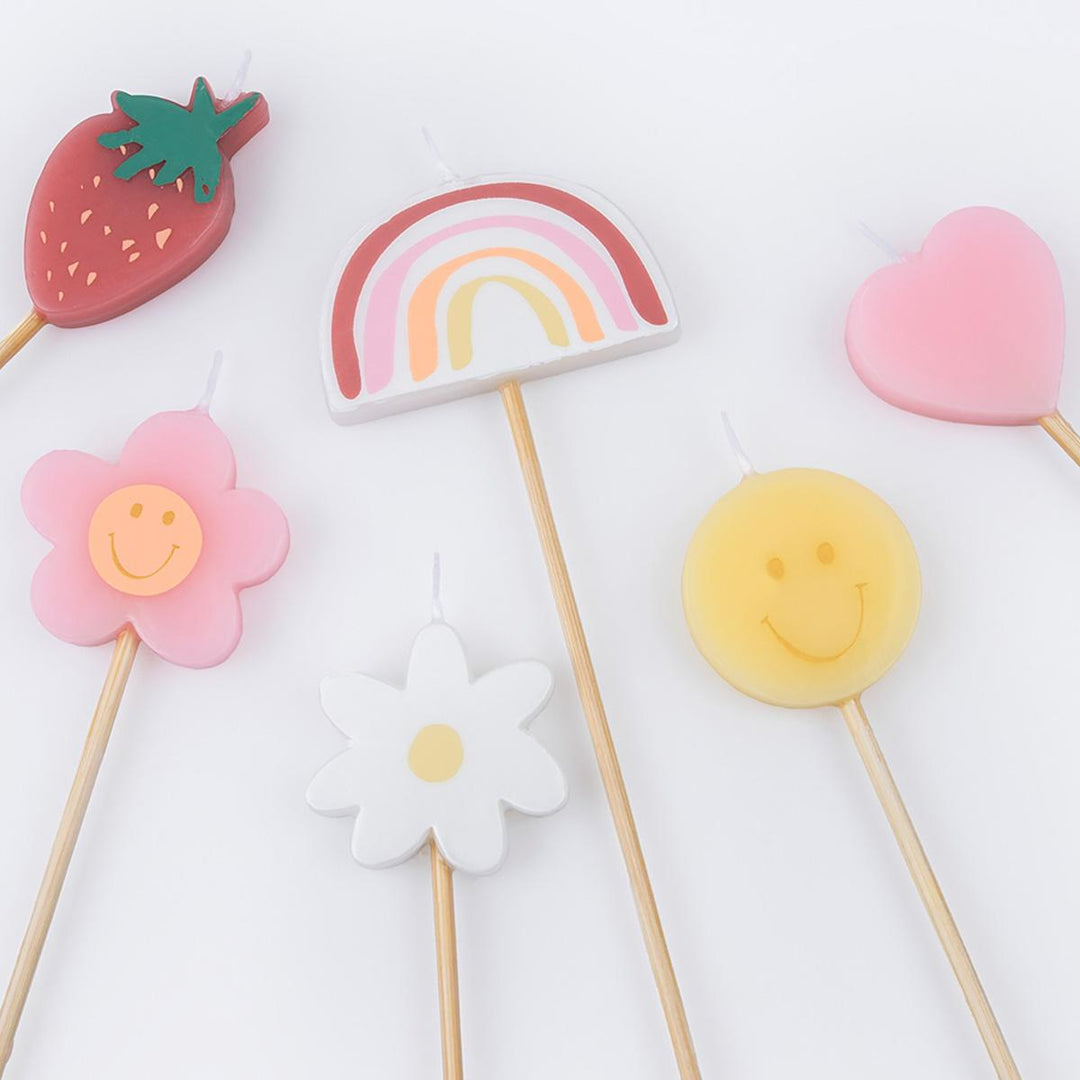 Happy Icons Party Candles x 6 | Meri Meri Birthday Candles Happy Icons Party Candles x 6