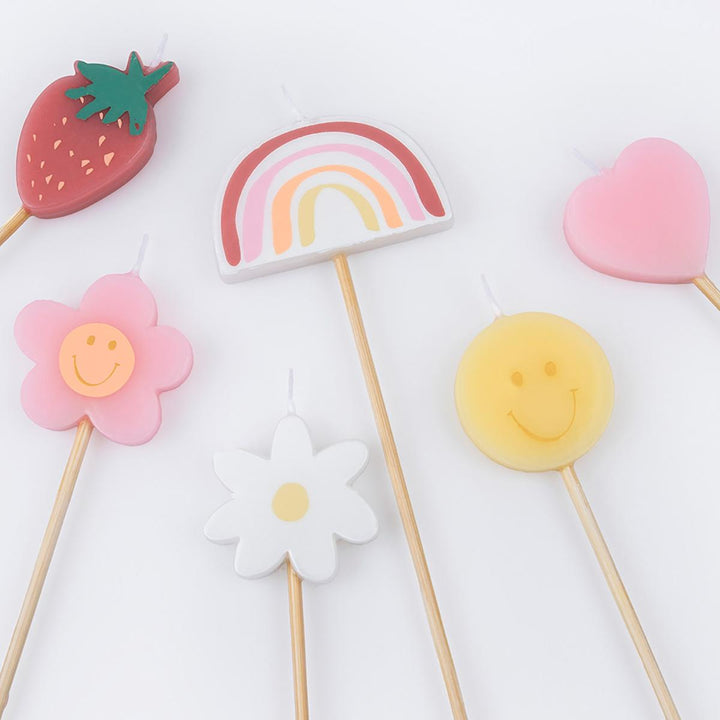 Happy Icons Party Candles x 6 | Meri Meri Birthday Candles Happy Icons Party Candles x 6