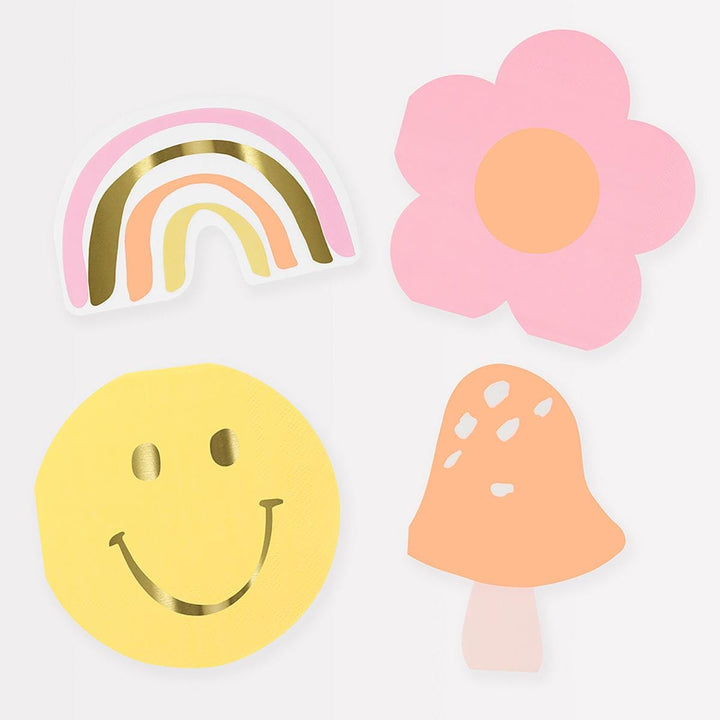 Happy Icons Shaped Party Napkins x 16 | Meri Meri party napkins Happy Icons Shaped Party Napkins x 16
