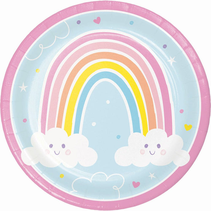 Disposable Tableware Happy Rainbow Party Plates x 8