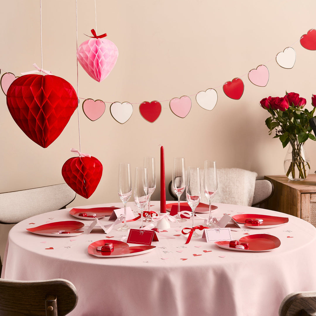Heart Honeycomb Hanging Decorations x 3 - Valentine&