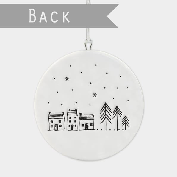 Hearts Come Home for Christmas Porcelain Bauble | East of India Bauble East of India Porcelain Flat Bauble - Hearts Come Home for Christmas