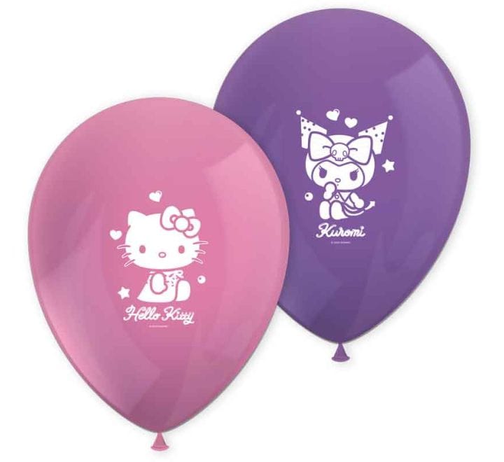 Hello Kitty & Kuromi Balloons x 8 - Hello Kitty Party Supplies Balloons Hello Kitty & Kuromi Balloons x 8