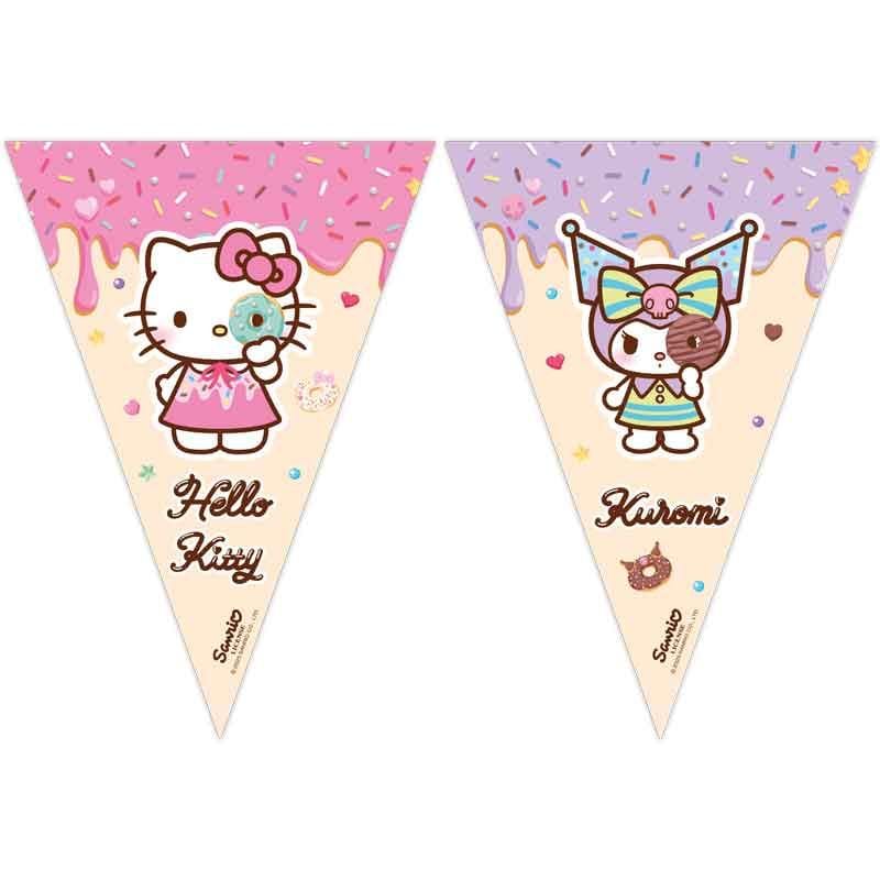 Hello Kitty & Kuromi Flag Banner - Hello Kitty Party Supplies Bunting Hello Kitty & Kuromi Flag Banner