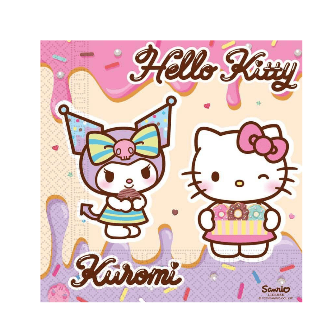 Hello Kitty & Kuromi Paper Napkins x 20 - Hello Kitty Party Supplies Paper Napkins Hello Kitty & Kuromi Paper Napkins x 20