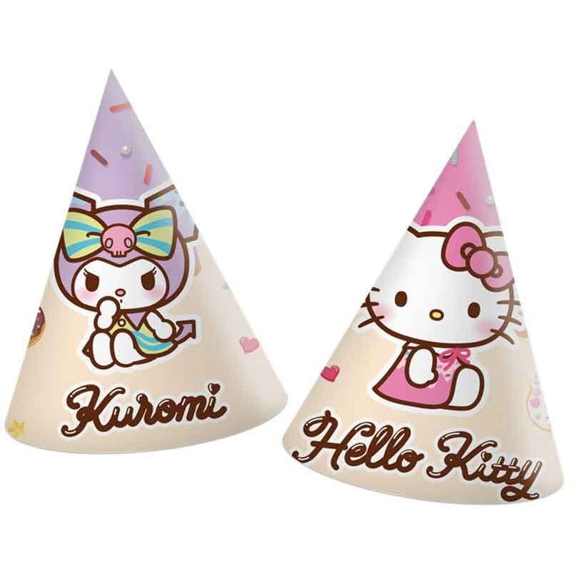 Hello Kitty & Kuromi Party Hats x 6 - Hello Kitty Party Supplies Party Hats Hello Kitty & Kuromi Party Hats x 6