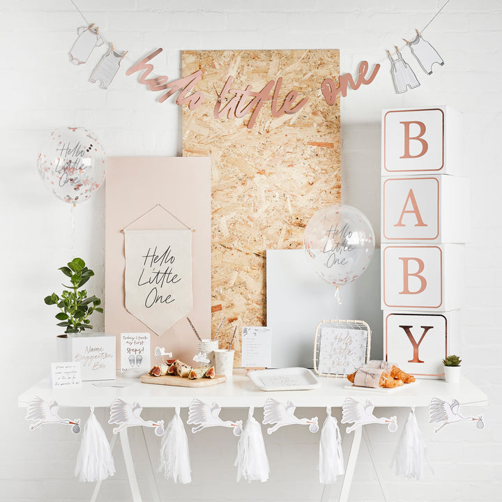 Hello Little One Confetti Baby Shower Balloons x 5 | Baby Shower Supplies UK Balloons Hello Little One Confetti Baby Shower Balloons x 5