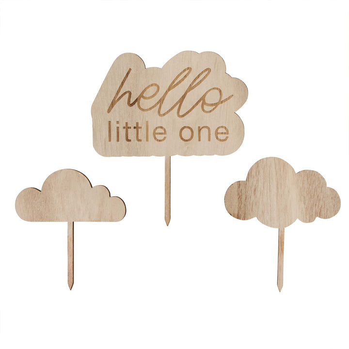 Hello Little One Wooden Cake Topper Set | Baby Shower Supplies UK Cake Toppers Hello Little One Wooden Cake Topper Set