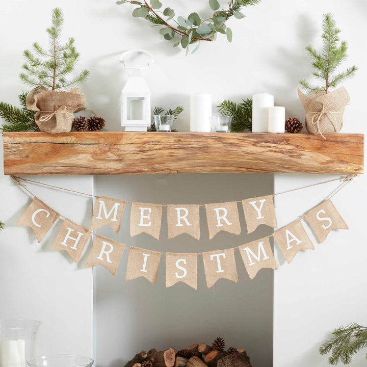 christmas decorations Hessian Burlap Merry Christmas Bunting