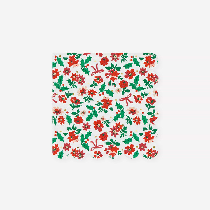 Holly Ditsy Christmas Cocktail Napkins x 16 | Meri Meri Christmas Table party napkins Holly Ditsy Christmas Cocktail Napkins x 16