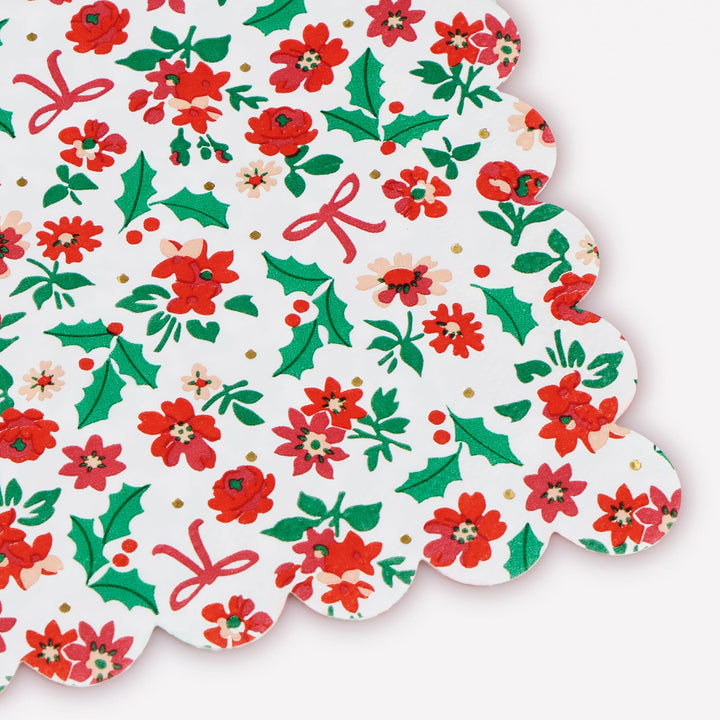 Holly Ditsy Christmas Cocktail Napkins x 16 | Meri Meri Christmas Table party napkins Holly Ditsy Christmas Cocktail Napkins x 16