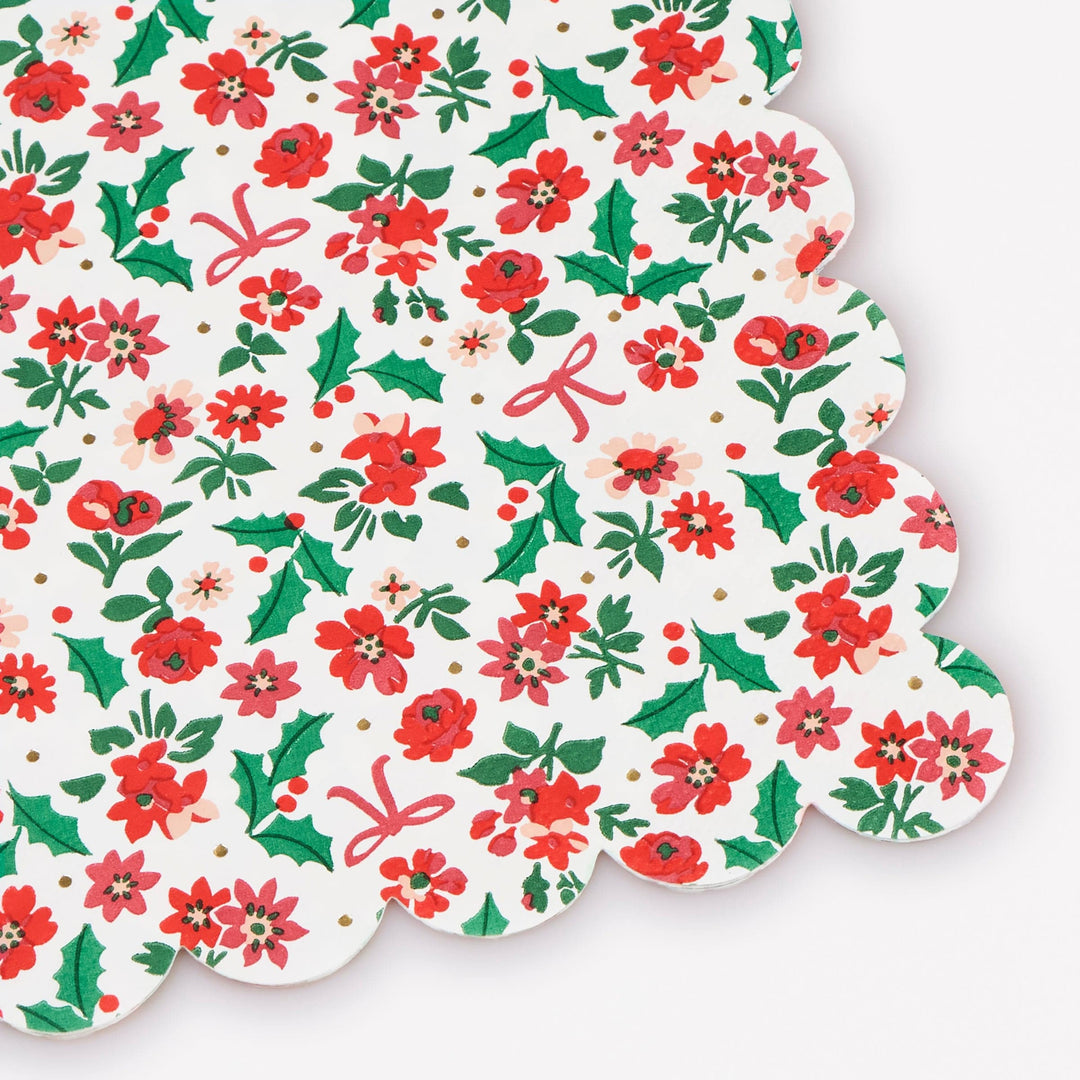 Holly Ditsy Large Christmas Party Napkins x 16 | Meri Meri Christmas Table party napkins Holly Ditsy Large Christmas Party Napkins x 16